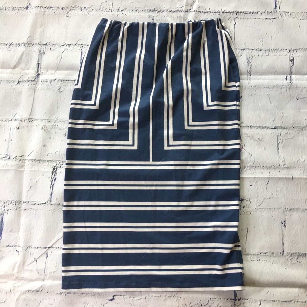 Asos Blue White Stripe Athletic Pencil Skirt